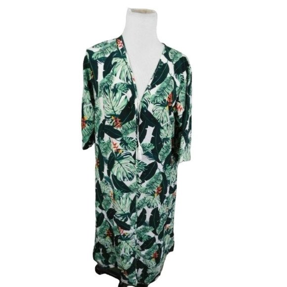 Rachel Zoe One Size Tropical Print Tassel Tie Long Jacket Top - Picture 1 of 3